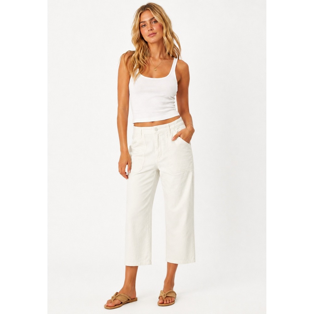 Sanctuary Retreat Crop Wide Leg Pants Off-White Standard Rise Size 33 NEW